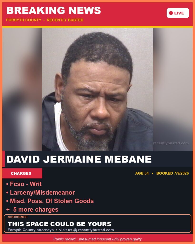 Booking photo of DAVID JERMAINE MEBANE