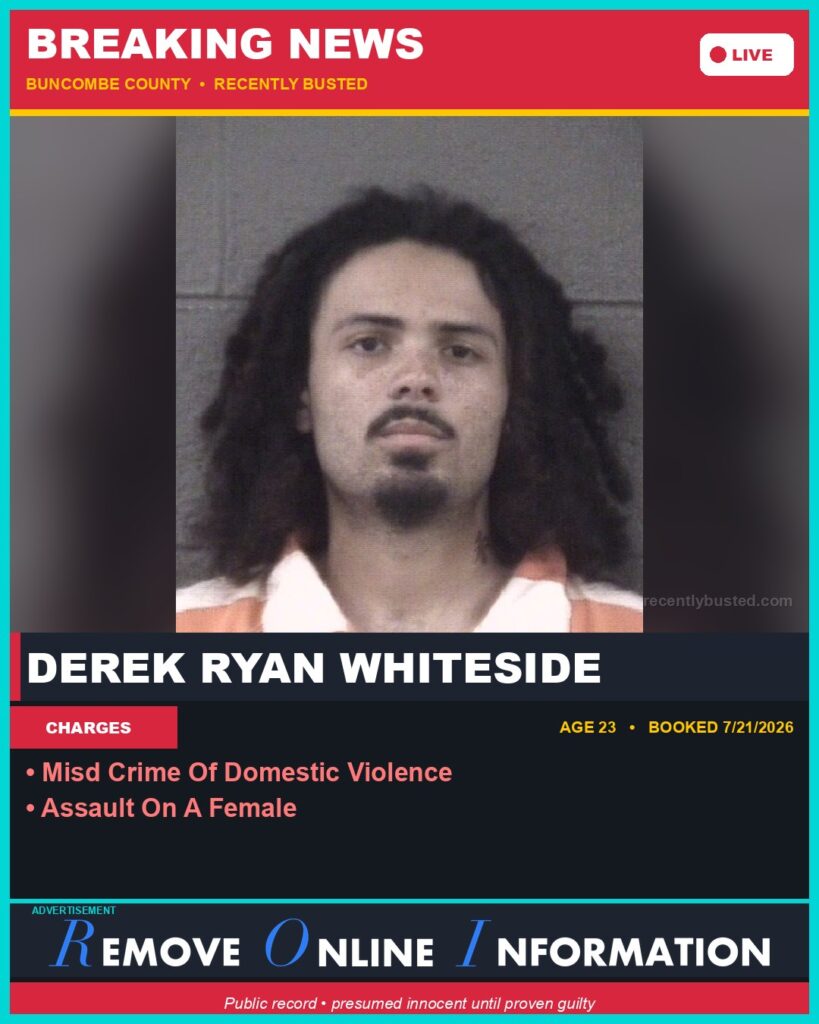 Booking photo of DEREK RYAN WHITESIDE