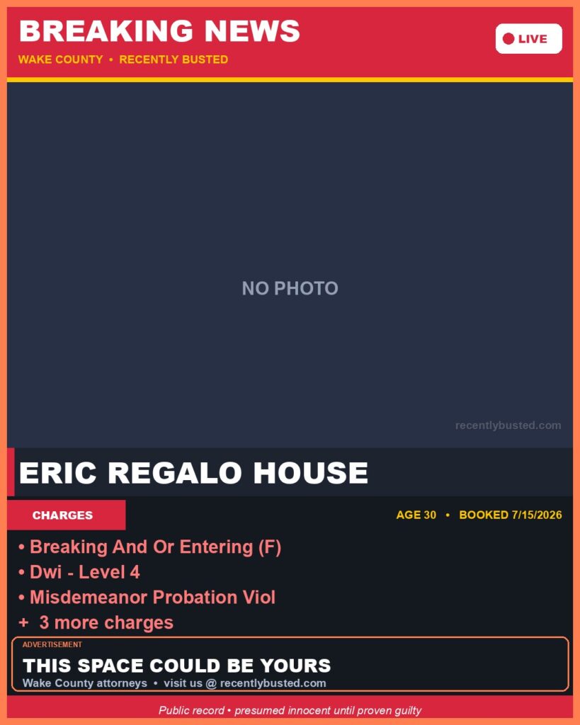 Booking photo of ERIC REGALO HOUSE