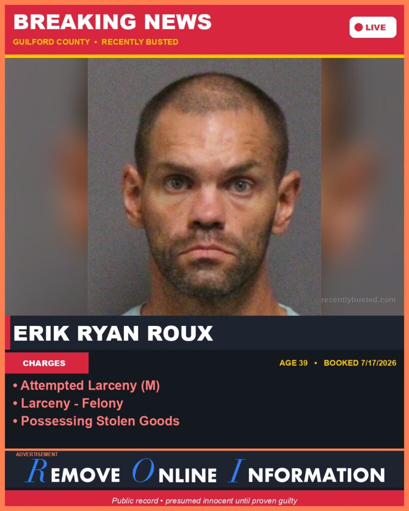 Booking photo of ERIK RYAN ROUX