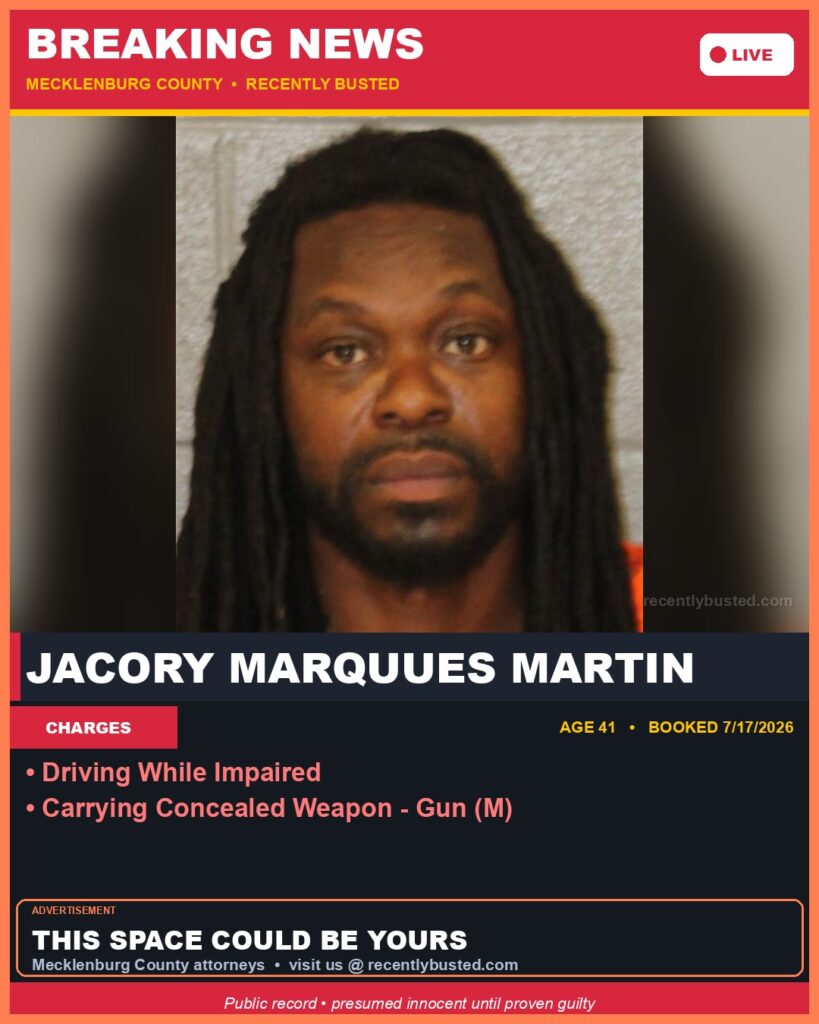 Booking photo of JACORY MARQUUES MARTIN
