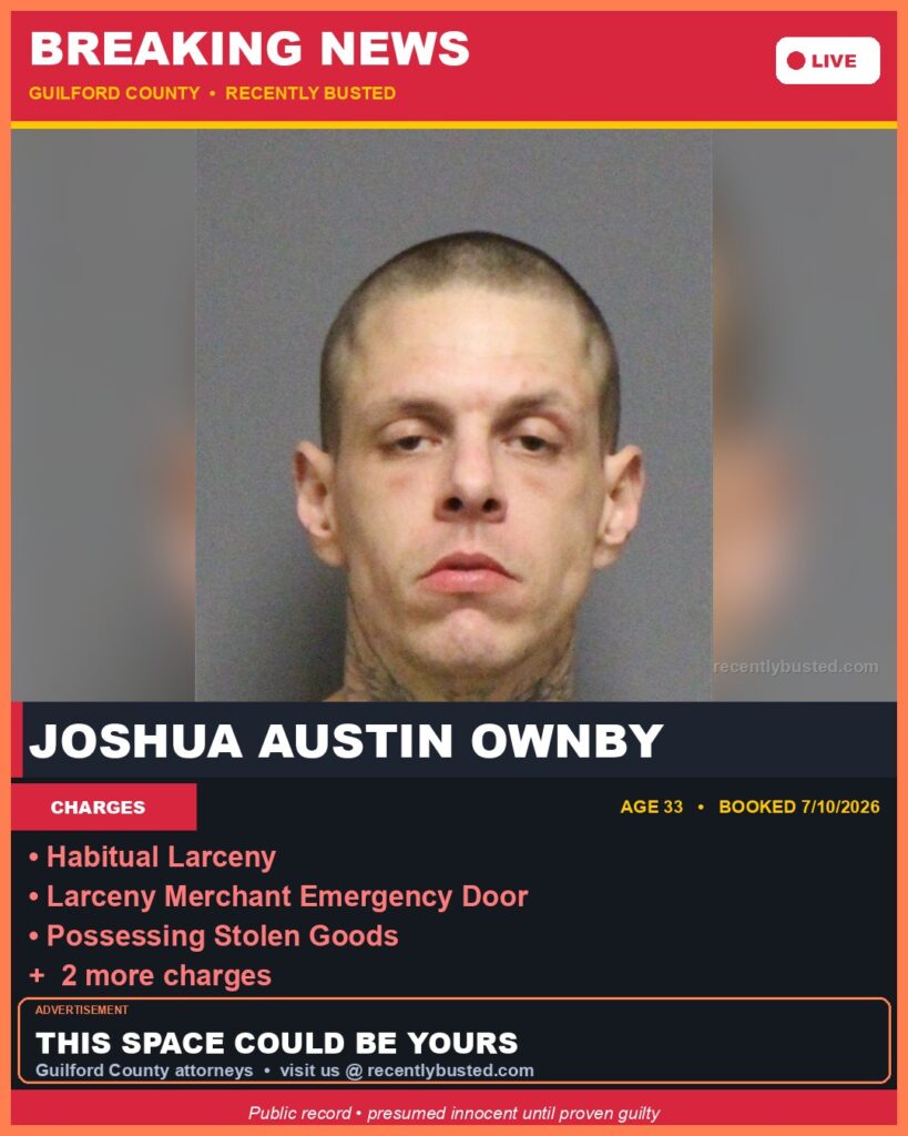 Booking photo of JOSHUA AUSTIN OWNBY