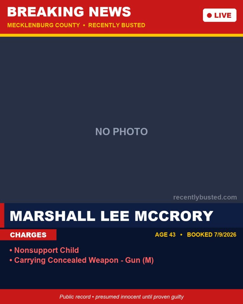 Booking photo of MARSHALL LEE MCCRORY