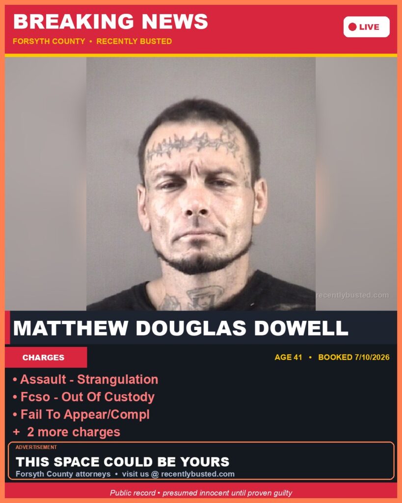 Booking photo of MATTHEW DOUGLAS DOWELL