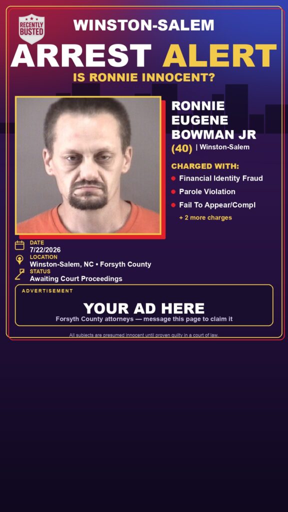 Booking photo of RONNIE EUGENE BOWMAN JR
