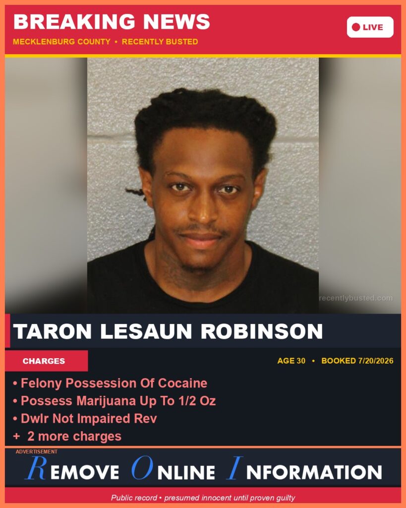 Booking photo of TARON LESAUN ROBINSON