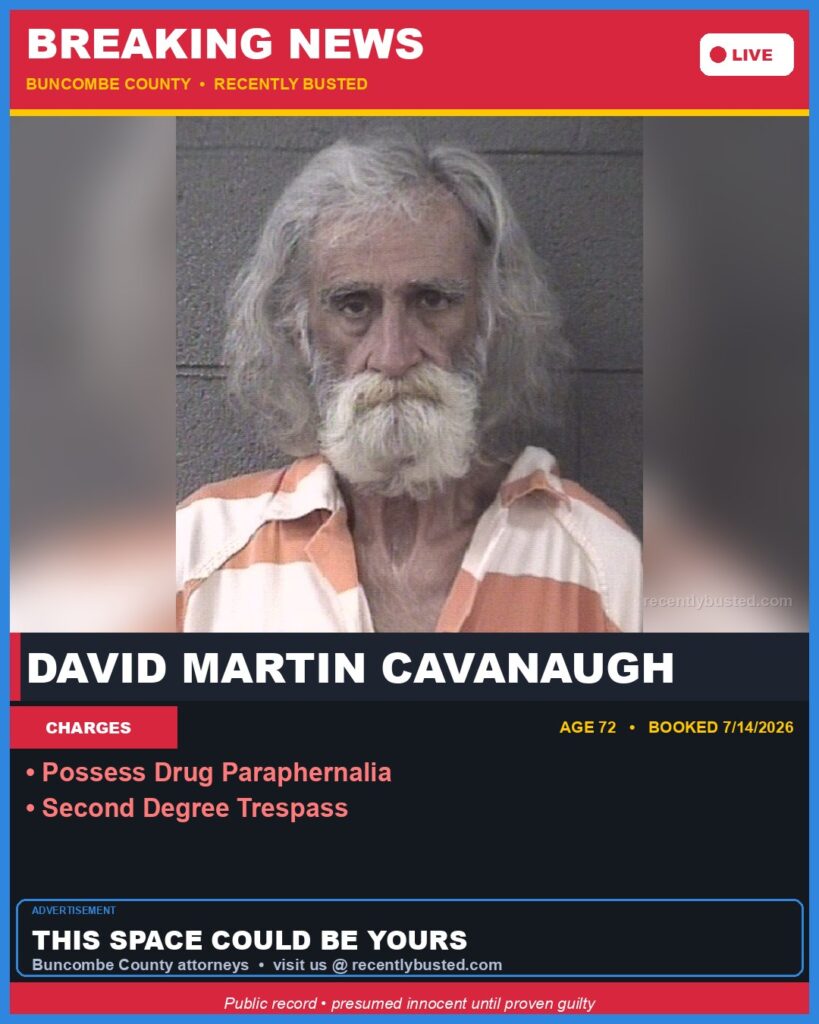 Booking photo of DAVID MARTIN CAVANAUGH