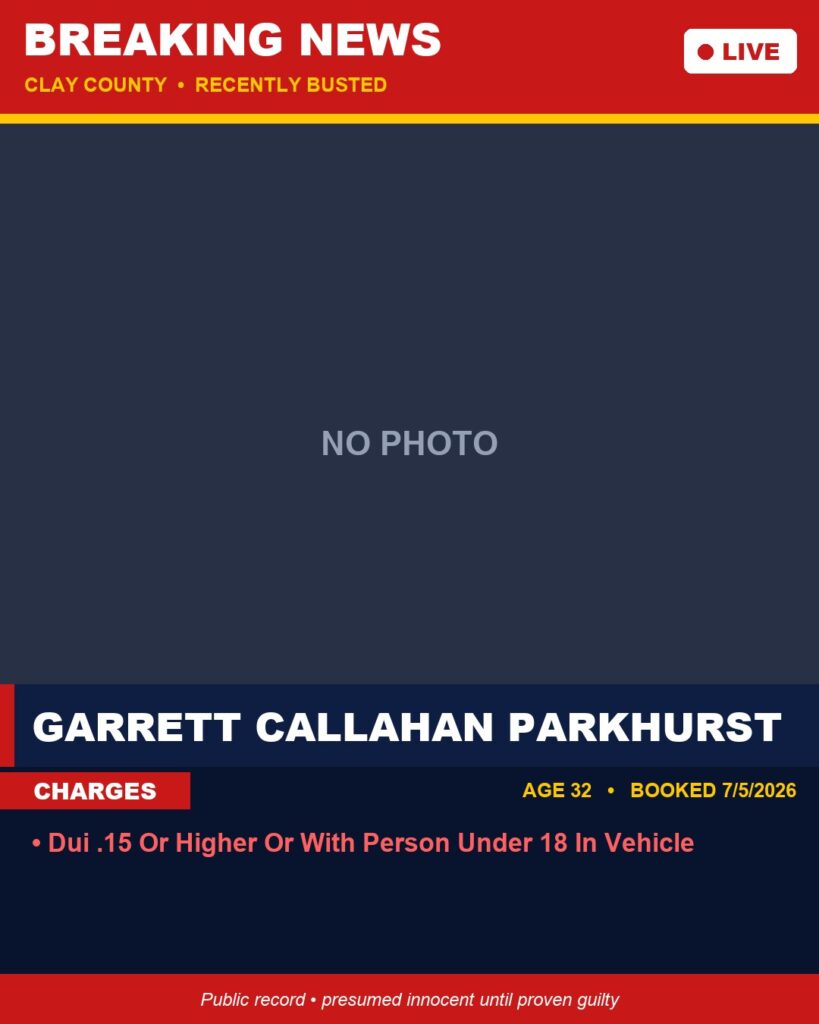 Booking photo of GARRETT CALLAHAN PARKHURST