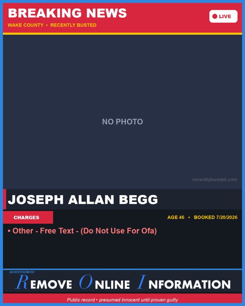 Booking photo of JOSEPH ALLAN BEGG