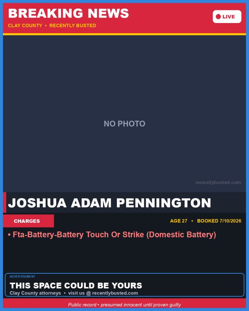 Booking photo of JOSHUA ADAM PENNINGTON