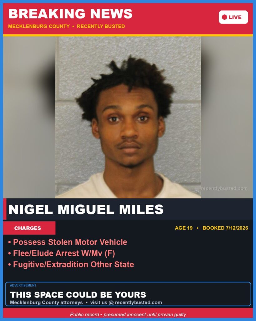 Booking photo of NIGEL MIGUEL MILES
