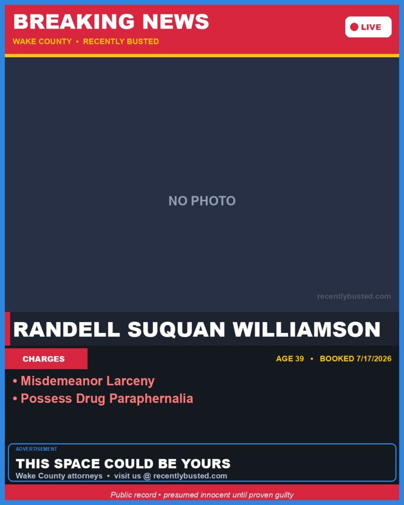 Booking photo of RANDELL SUQUAN WILLIAMSON