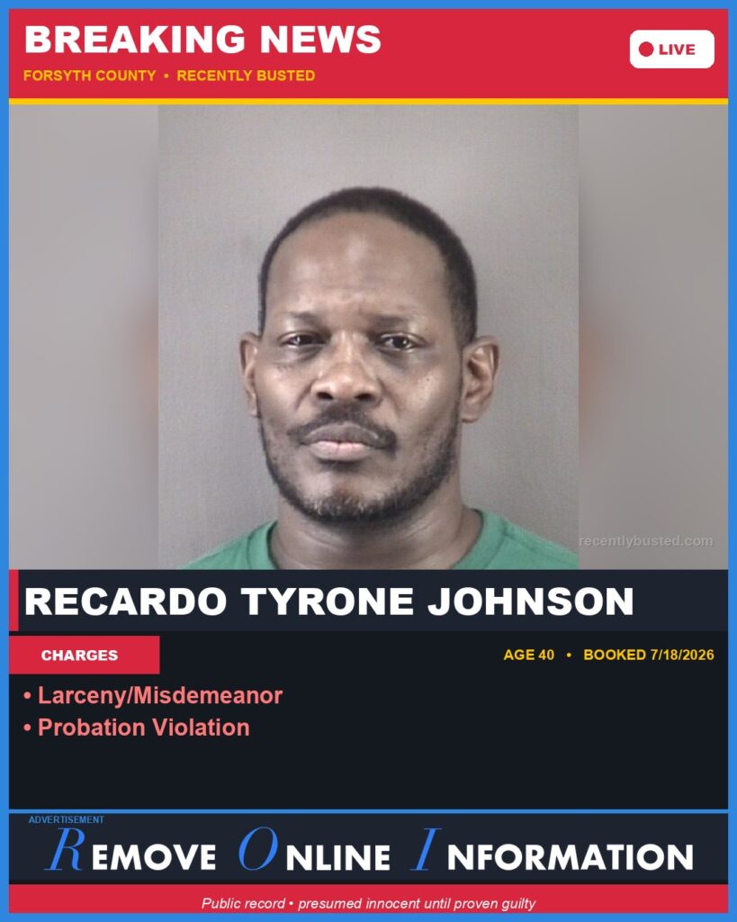 Booking photo of RECARDO TYRONE JOHNSON