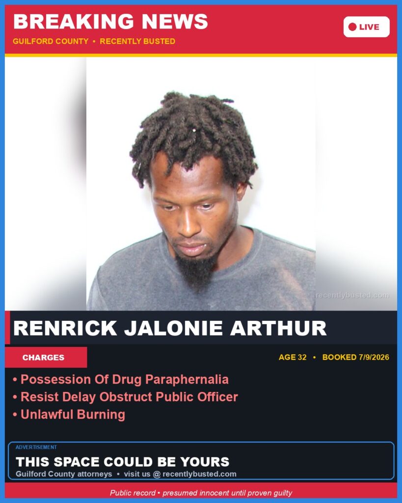 Booking photo of RENRICK JALONIE ARTHUR
