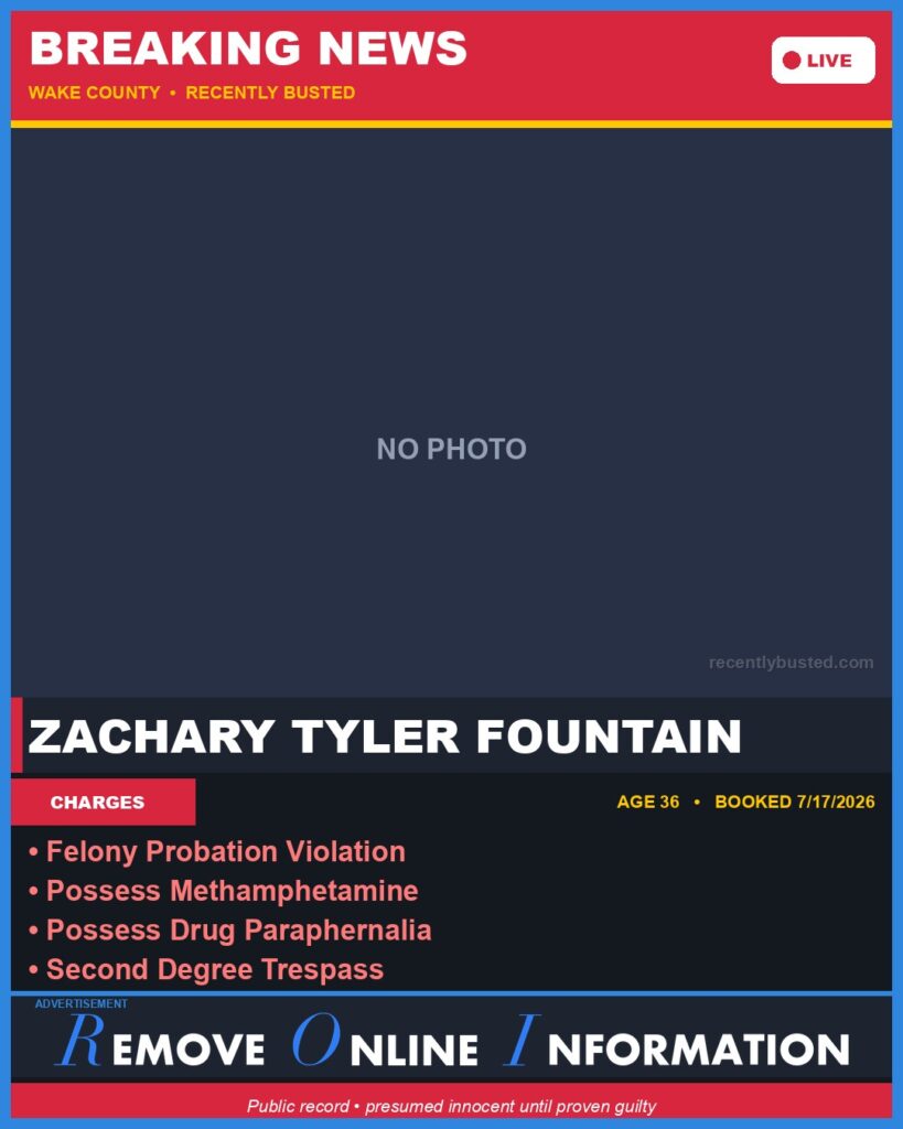 Booking photo of ZACHARY TYLER FOUNTAIN