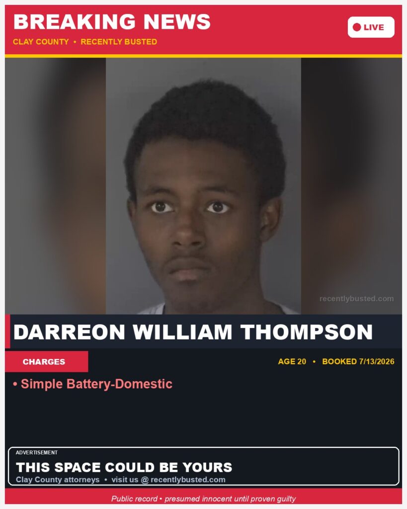 Booking photo of DARREON WILLIAM THOMPSON