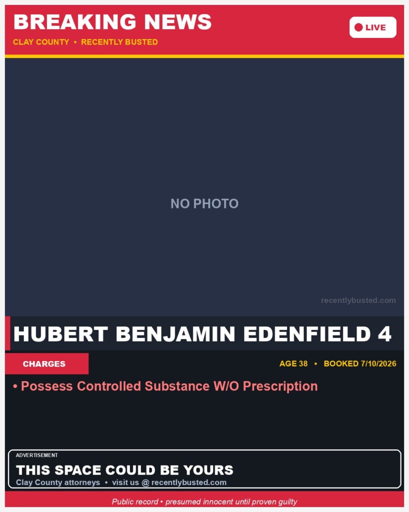 Booking photo of HUBERT BENJAMIN EDENFIELD 4