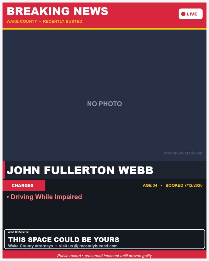Booking photo of JOHN FULLERTON WEBB