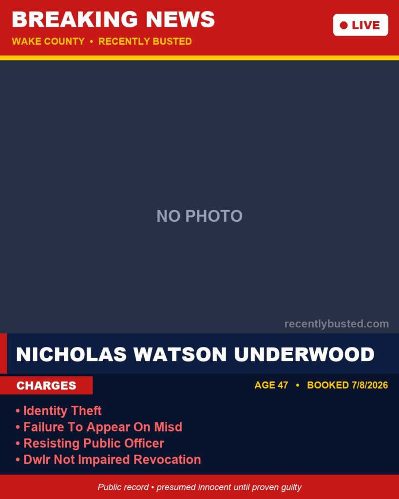 Booking photo of NICHOLAS WATSON UNDERWOOD