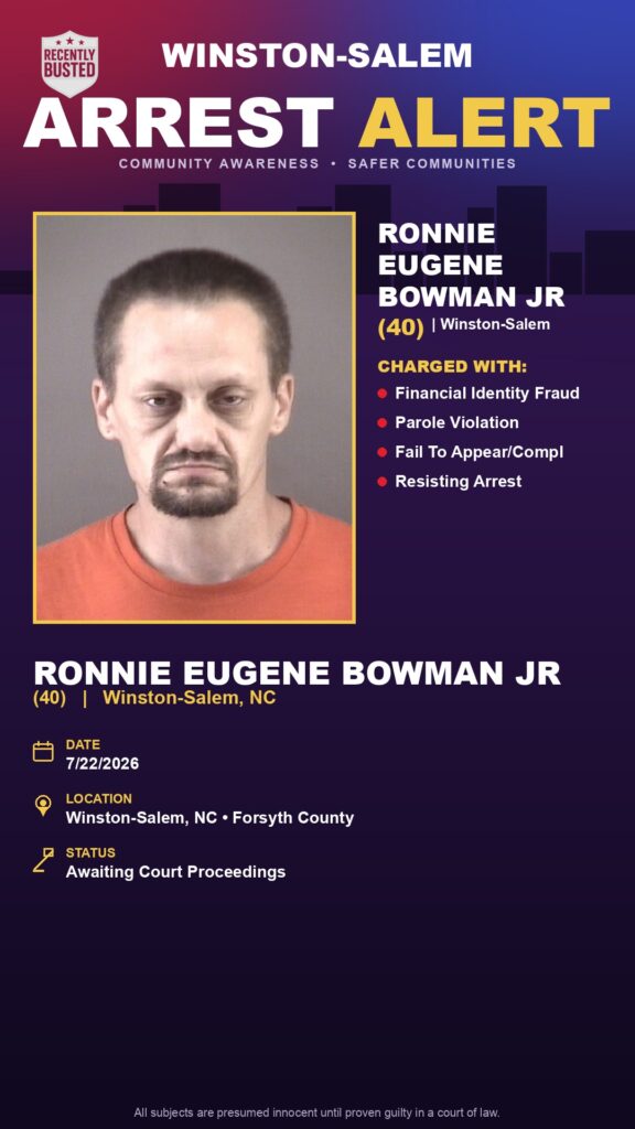 Booking photo of RONNIE EUGENE BOWMAN JR