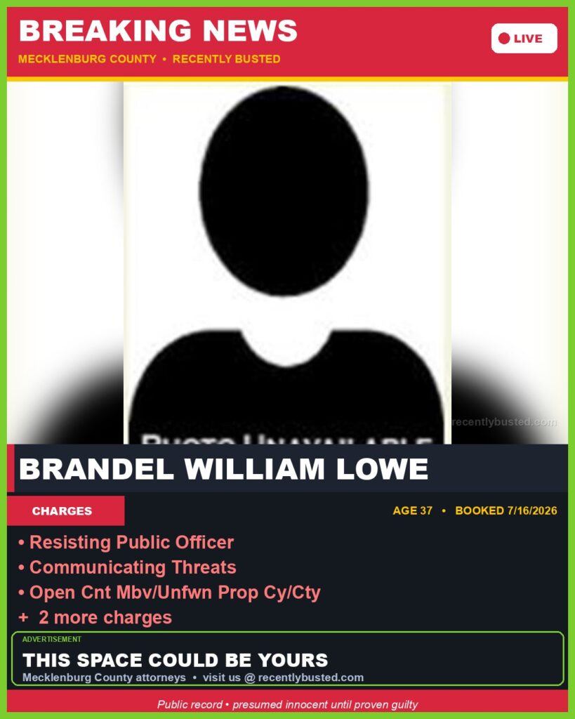 Booking photo of BRANDEL WILLIAM LOWE