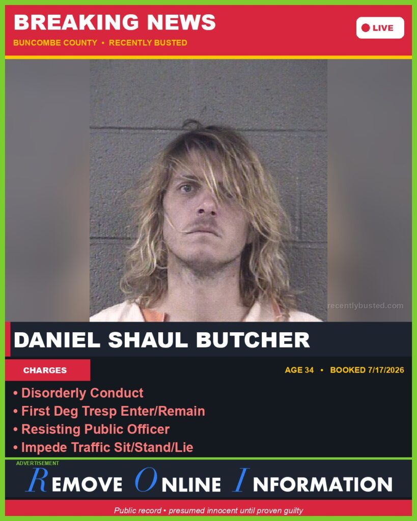 Booking photo of DANIEL SHAUL BUTCHER