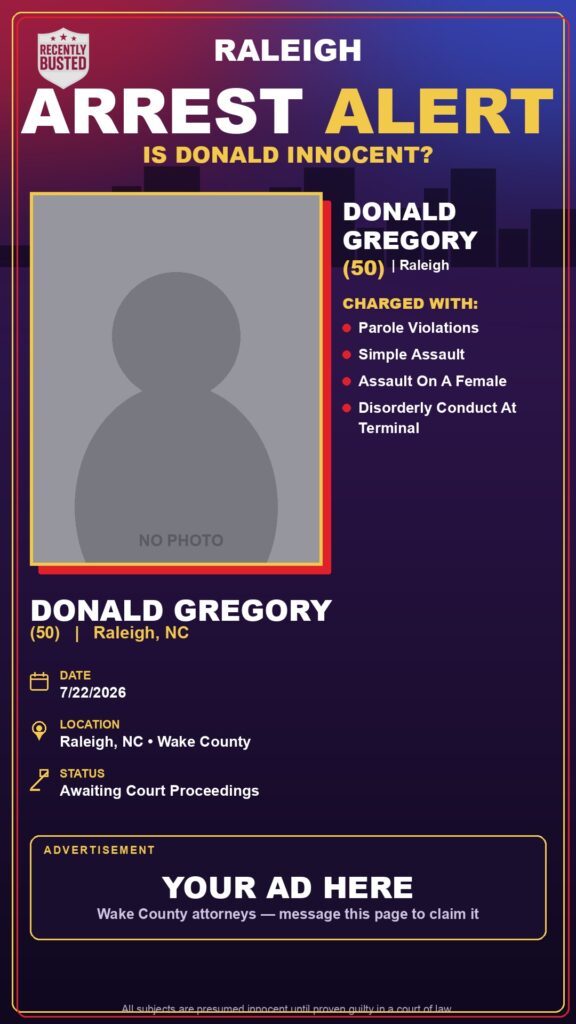 Booking photo of DONALD GREGORY
