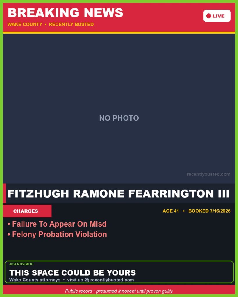Booking photo of FITZHUGH RAMONE FEARRINGTON III