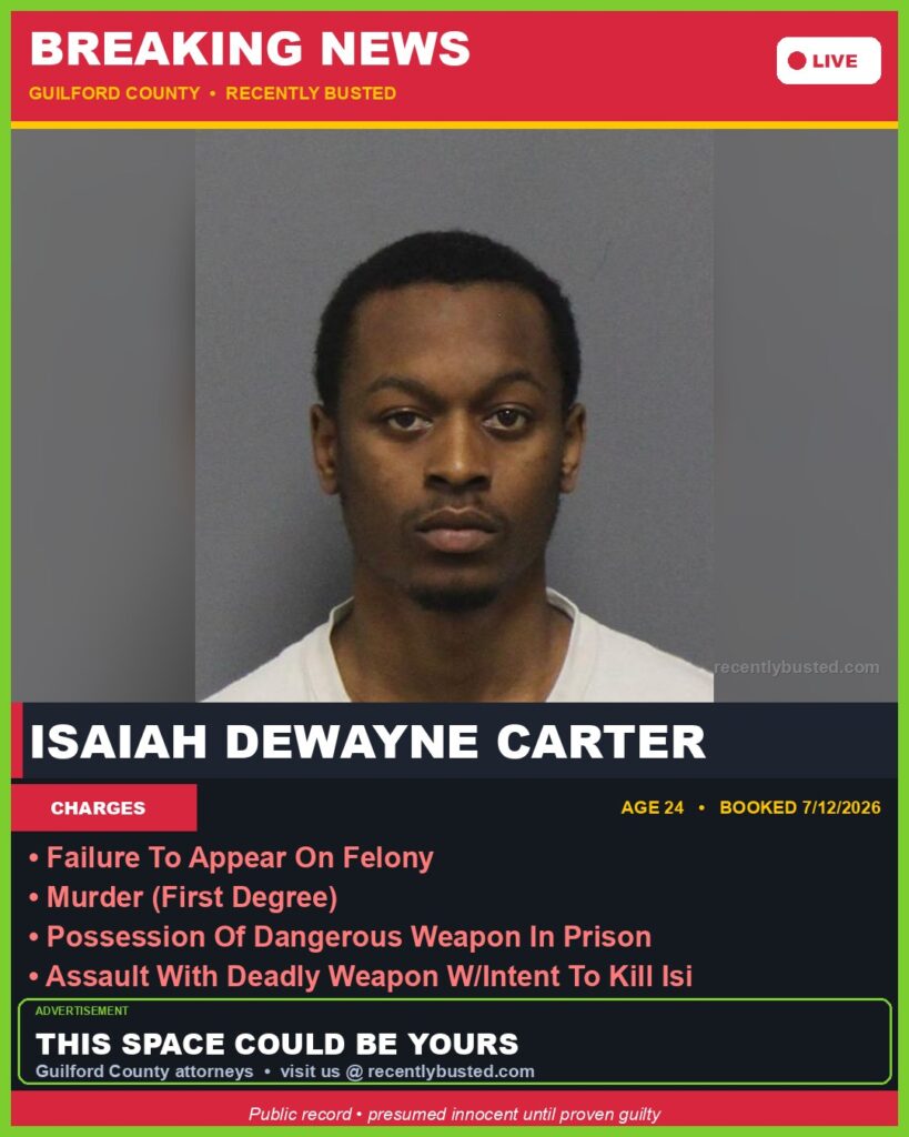 Booking photo of ISAIAH DEWAYNE CARTER