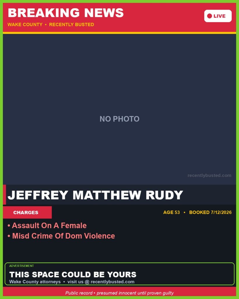 Booking photo of JEFFREY MATTHEW RUDY