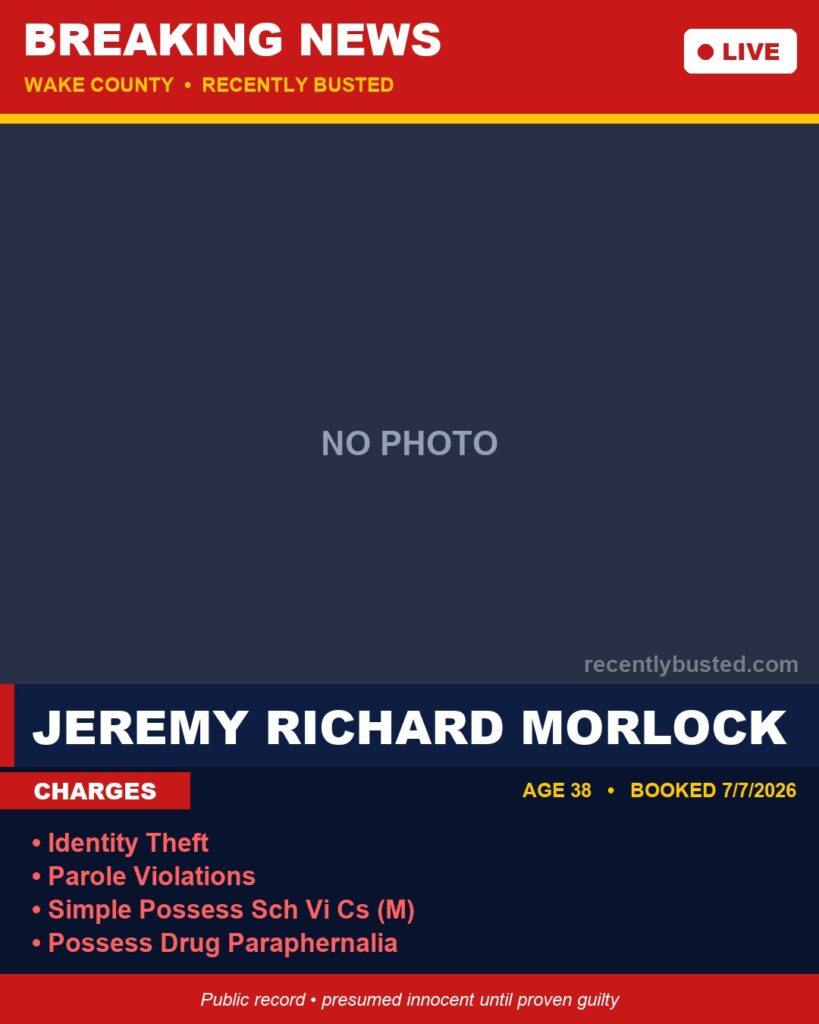 Booking photo of JEREMY RICHARD MORLOCK
