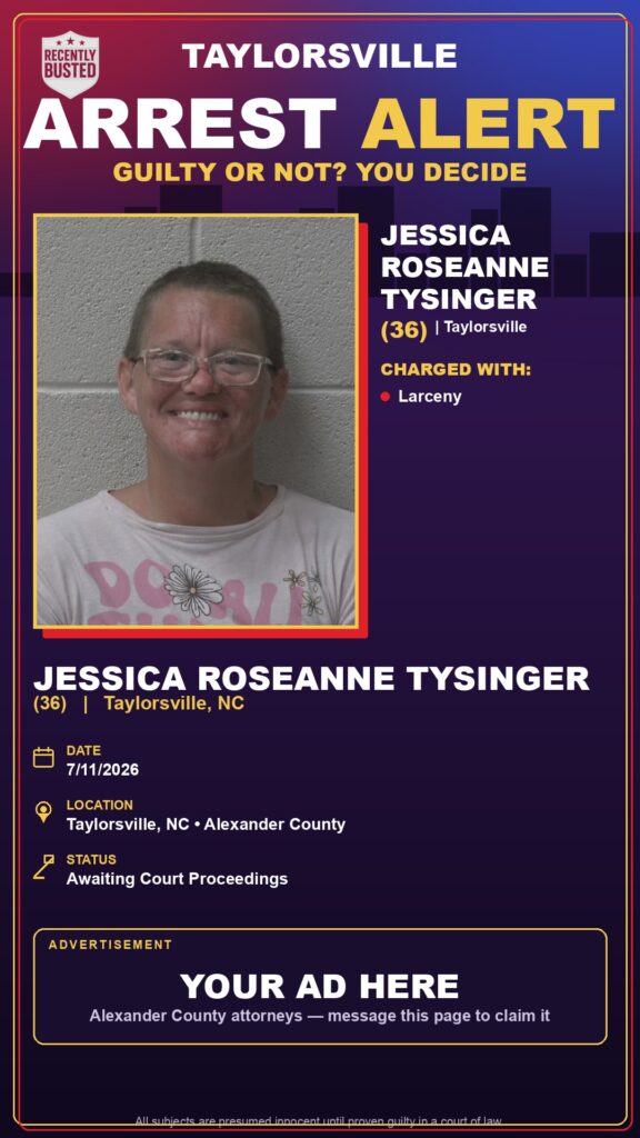 Booking photo of JESSICA ROSEANNE TYSINGER