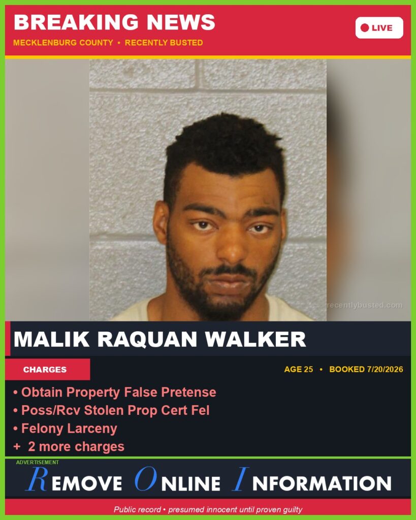 Booking photo of MALIK RAQUAN WALKER