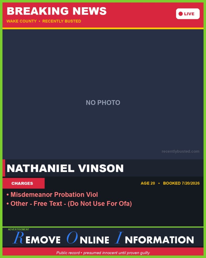 Booking photo of NATHANIEL VINSON
