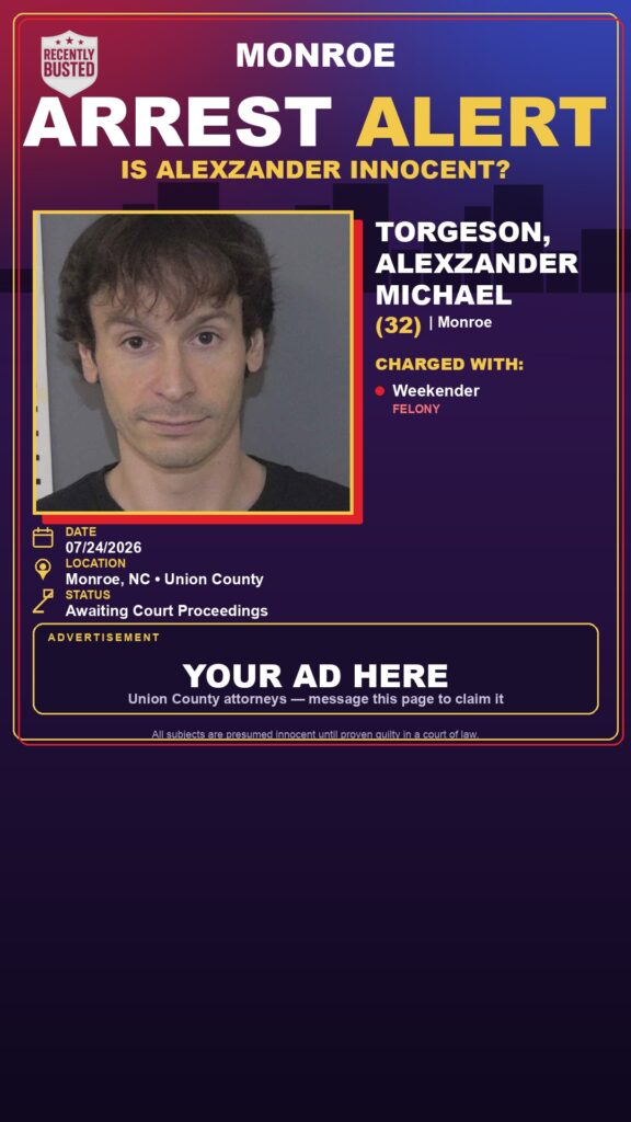Booking photo of TORGESON, ALEXZANDER MICHAEL