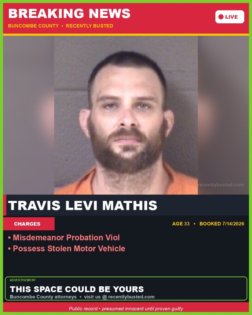 Booking photo of TRAVIS LEVI MATHIS
