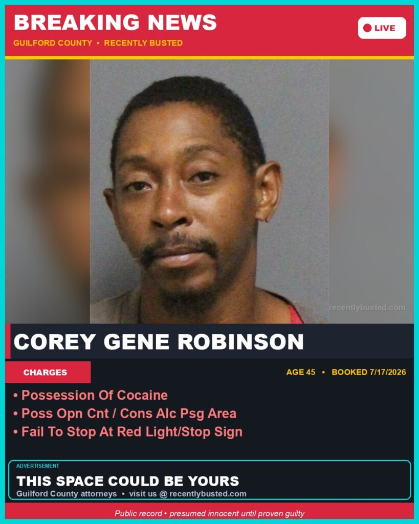 Booking photo of COREY GENE ROBINSON