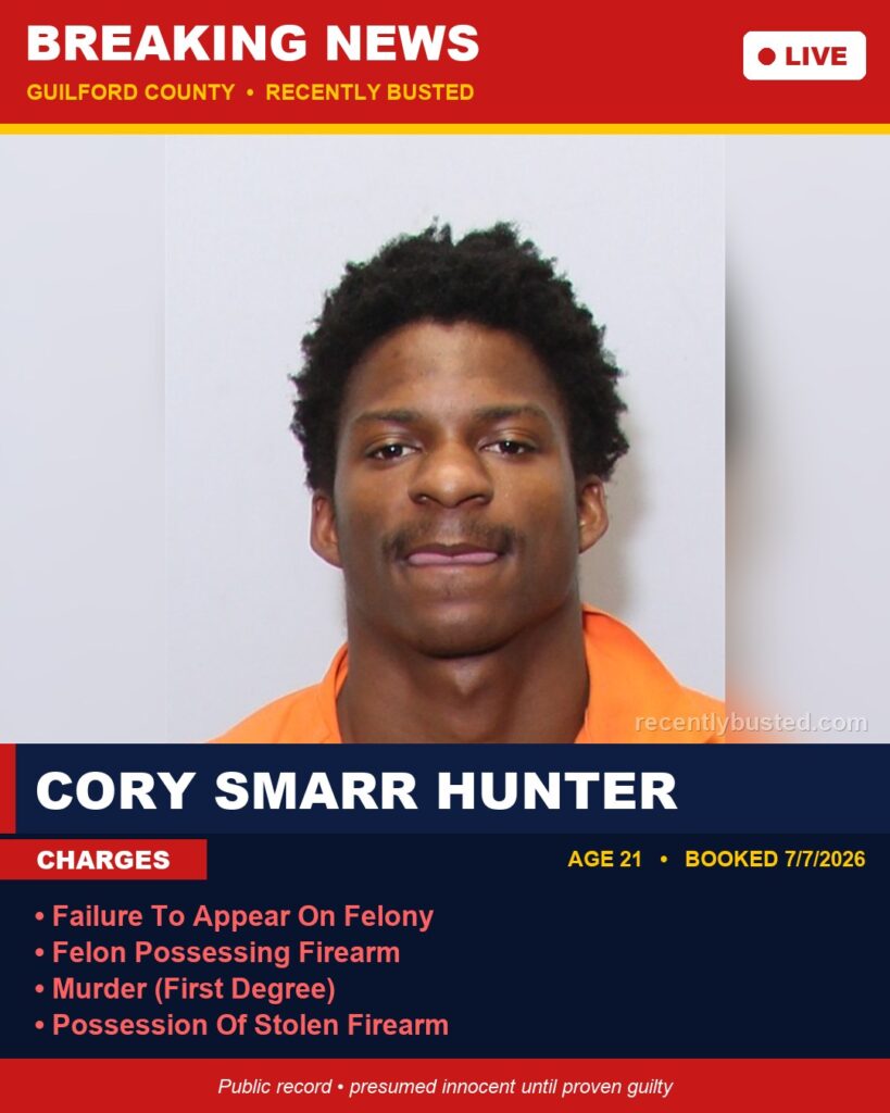 Booking photo of CORY SMARR HUNTER