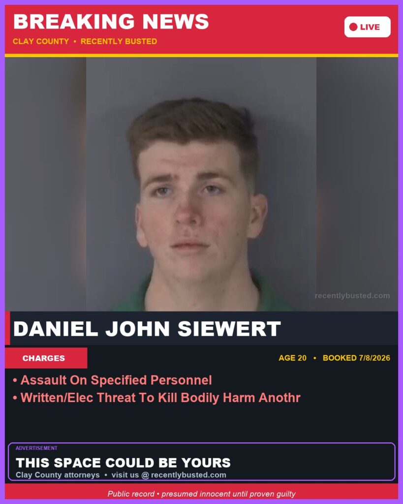 Booking photo of DANIEL JOHN SIEWERT