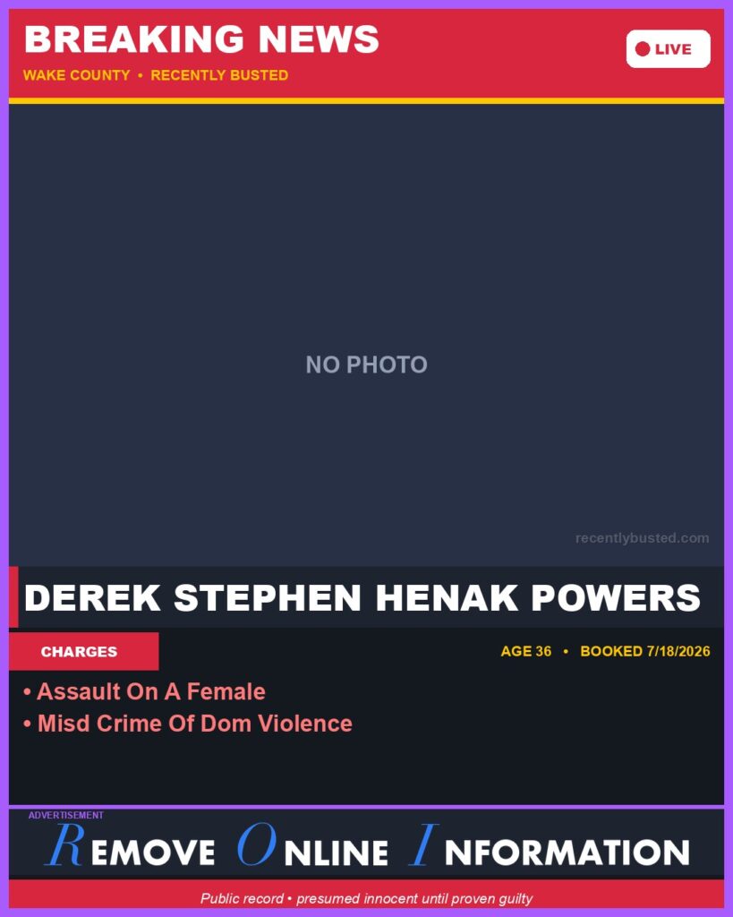 Booking photo of DEREK STEPHEN HENAK POWERS