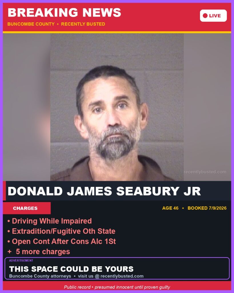 Booking photo of DONALD JAMES SEABURY JR