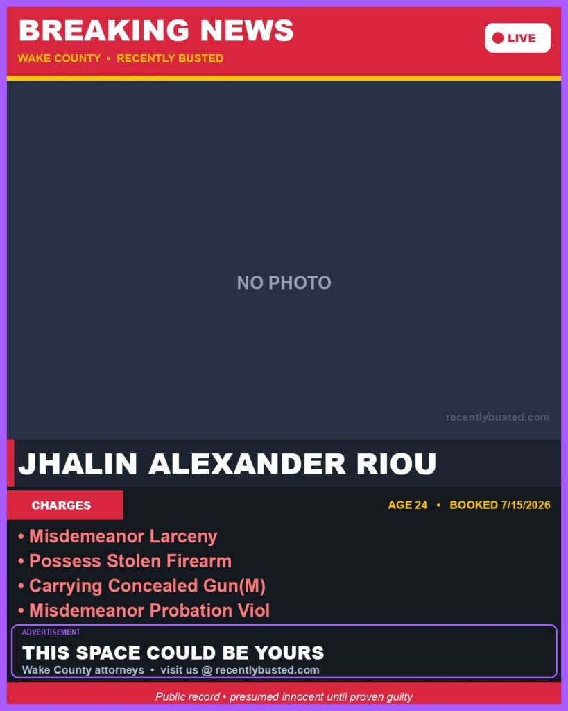 Booking photo of JHALIN ALEXANDER RIOU