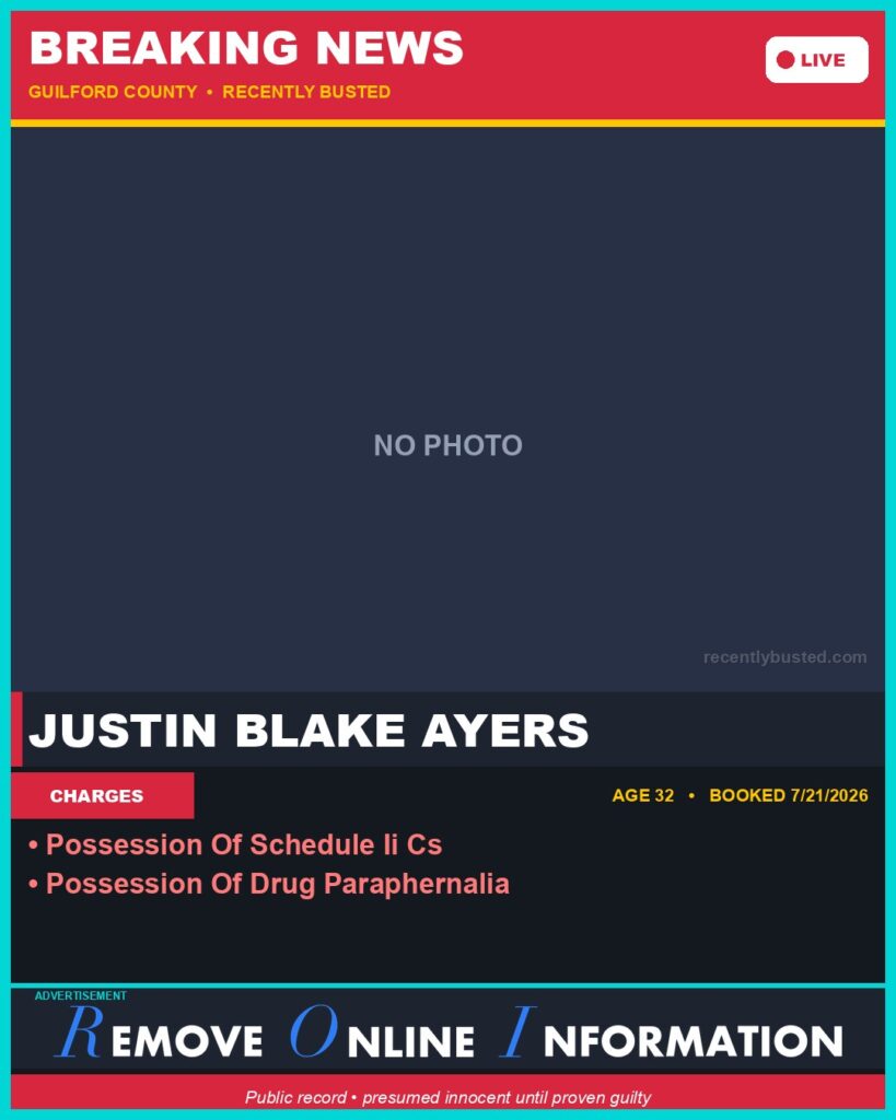 Booking photo of JUSTIN BLAKE AYERS
