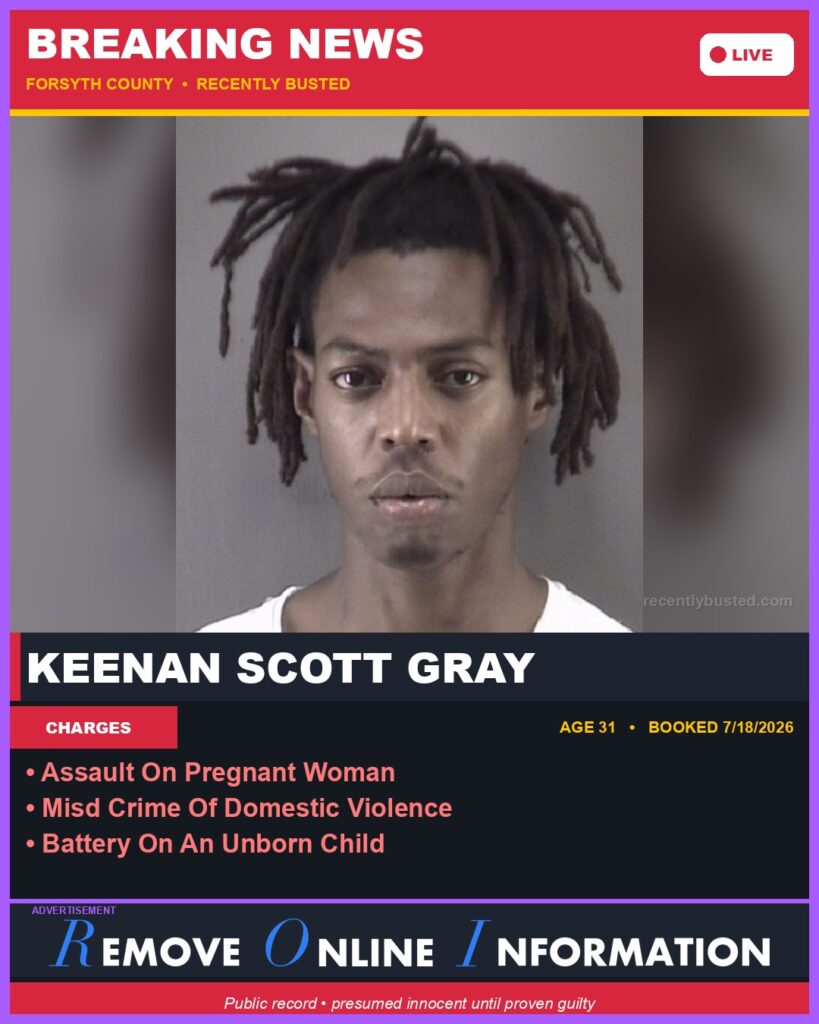 Booking photo of KEENAN SCOTT GRAY