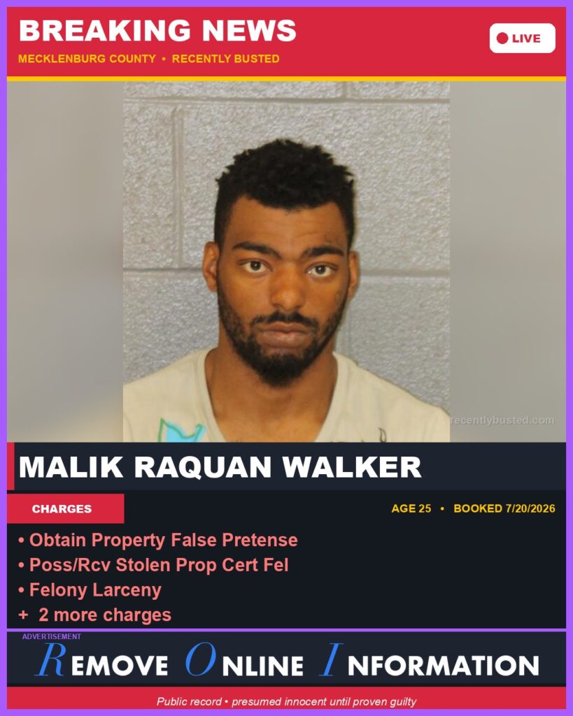 Booking photo of MALIK RAQUAN WALKER