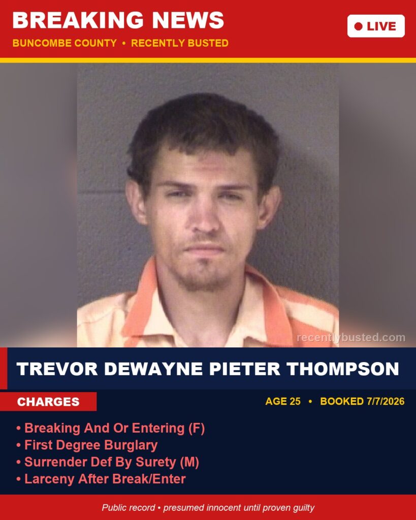 Booking photo of TREVOR DEWAYNE PIETER THOMPSON