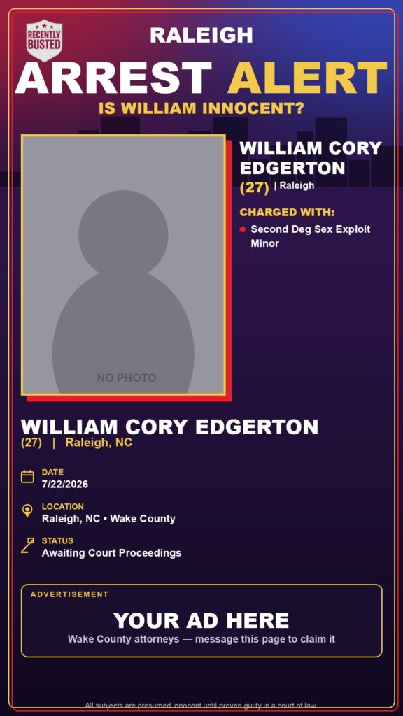 Booking photo of WILLIAM CORY EDGERTON
