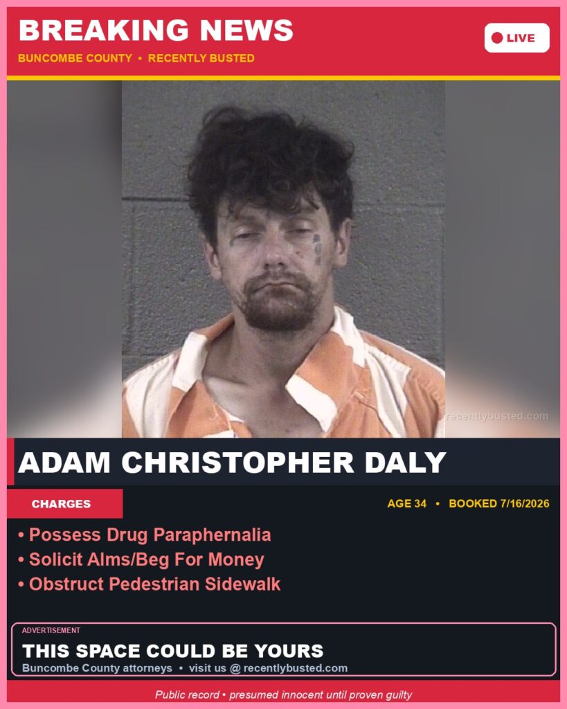 Booking photo of ADAM CHRISTOPHER DALY