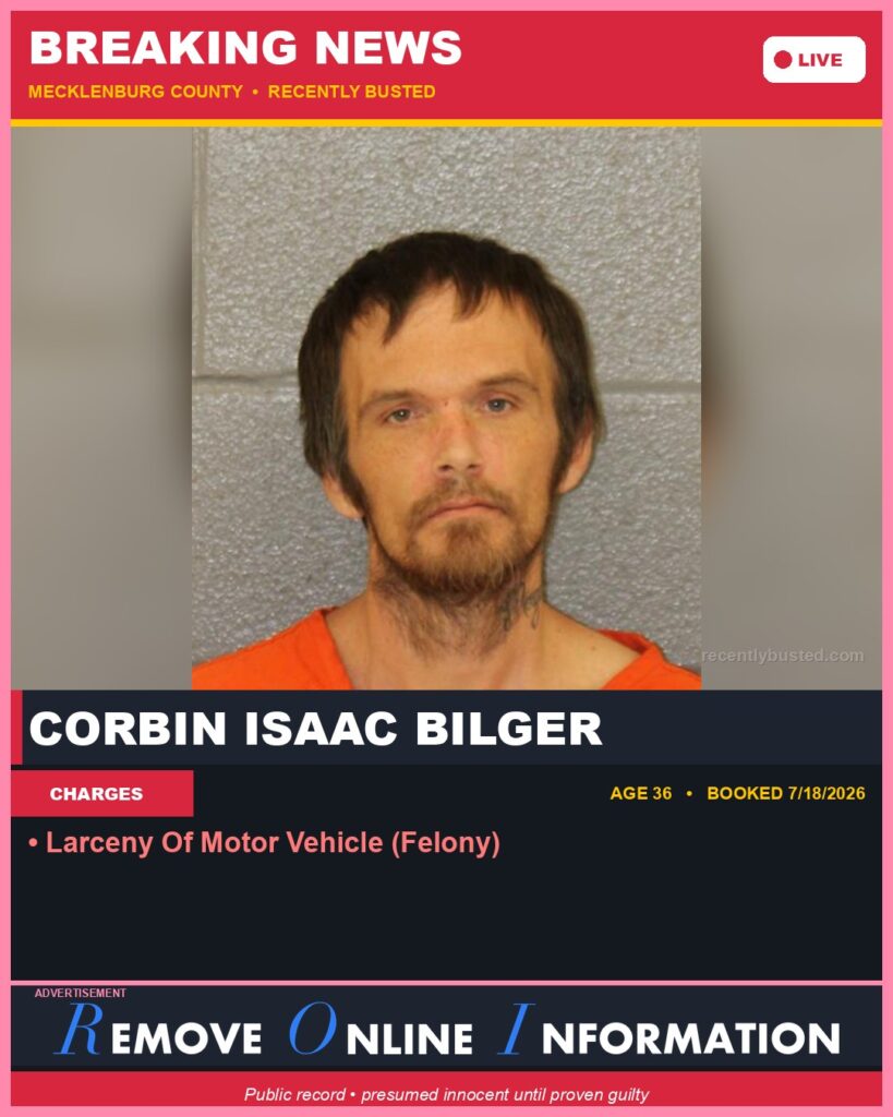 Booking photo of CORBIN ISAAC BILGER