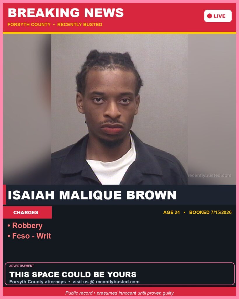 Booking photo of ISAIAH MALIQUE BROWN